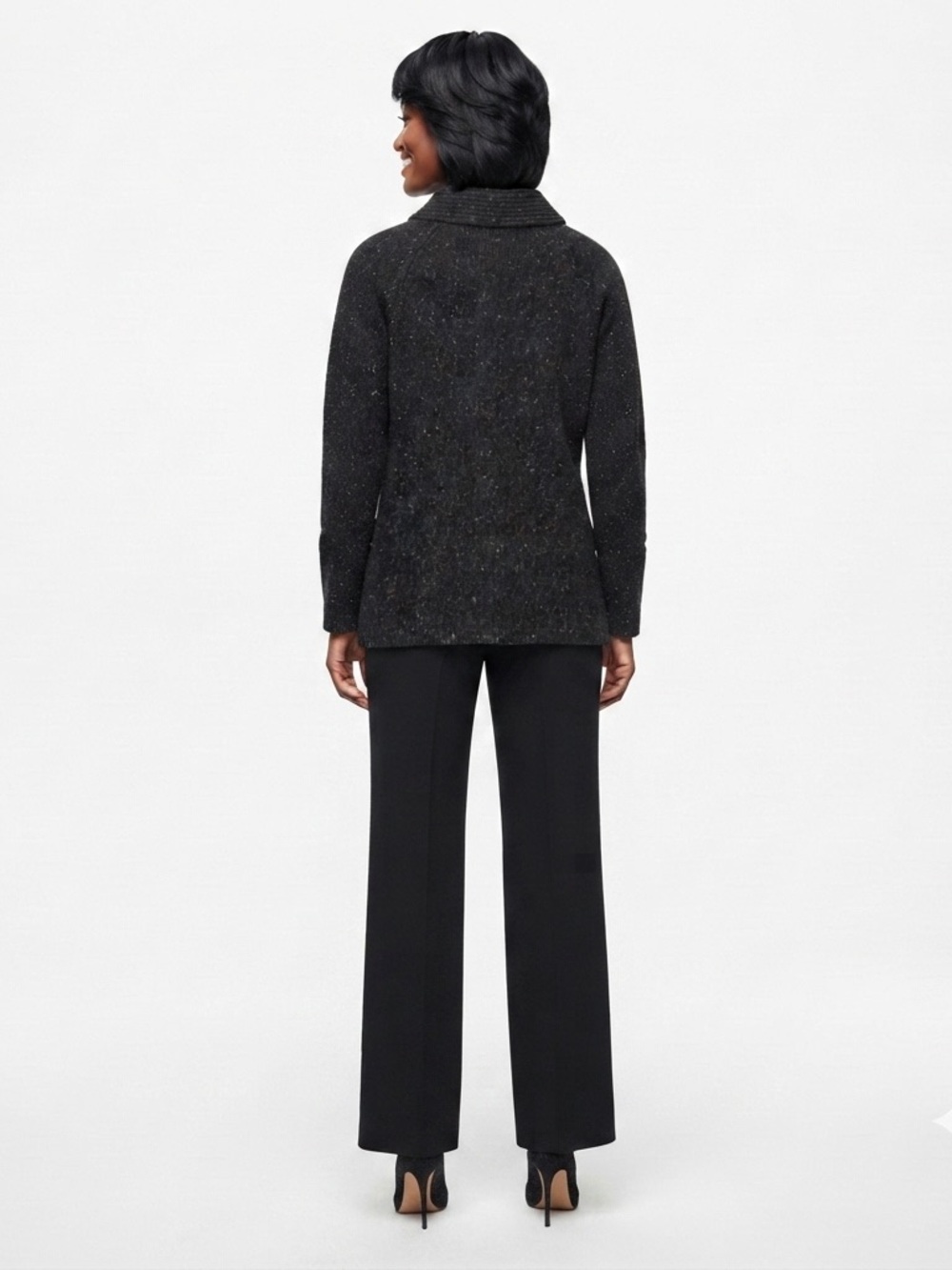 Max Studio Speckled Knit Button Up Cardigan Sweater M - Picture 2 of 10
